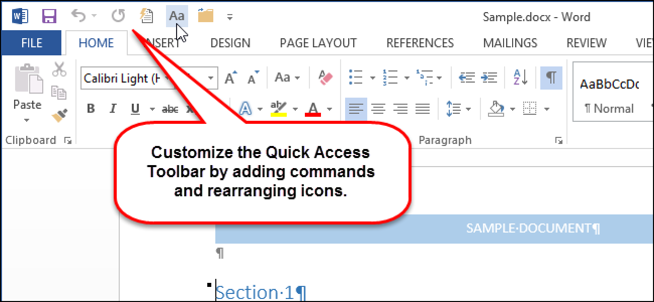 where is quick access toolbar